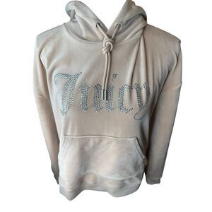 Juicy Couture Womens Oversized Big Bling Velour Hoodie Pink Size XL NWOT !